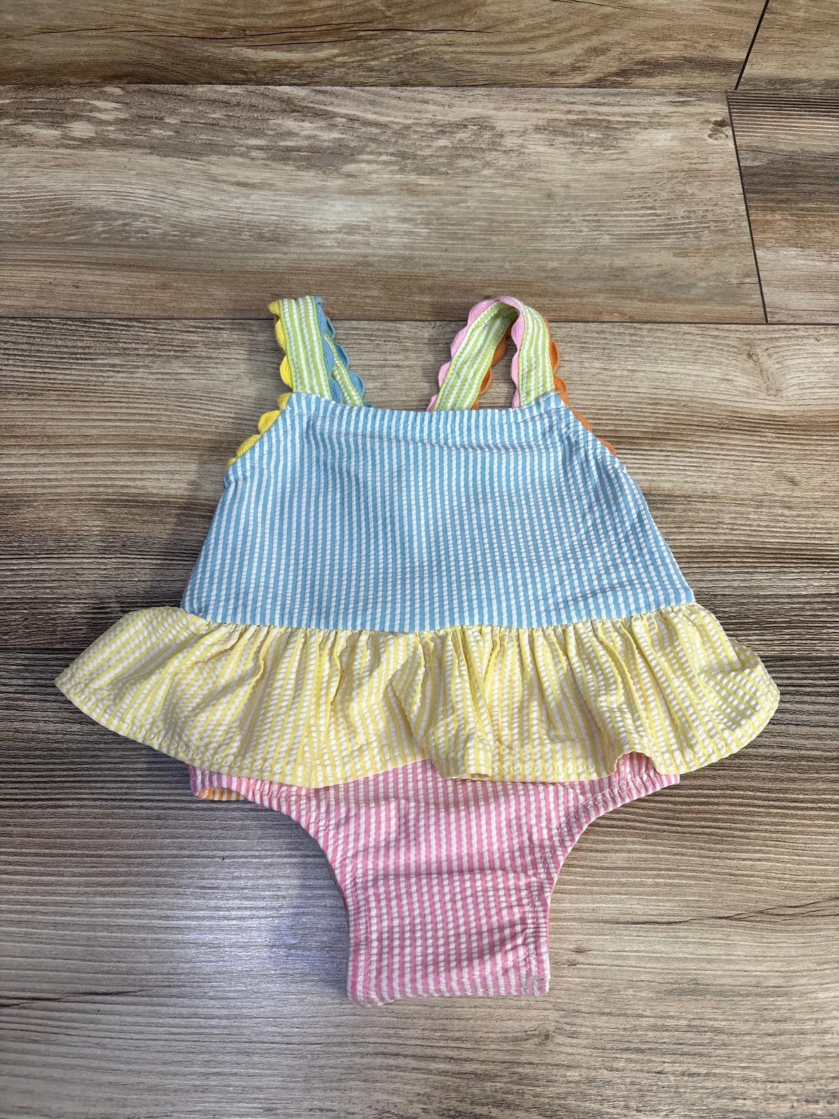 Mud Pie 1pc Skirted Seersucker Swimsuit Blue sz 9-12m