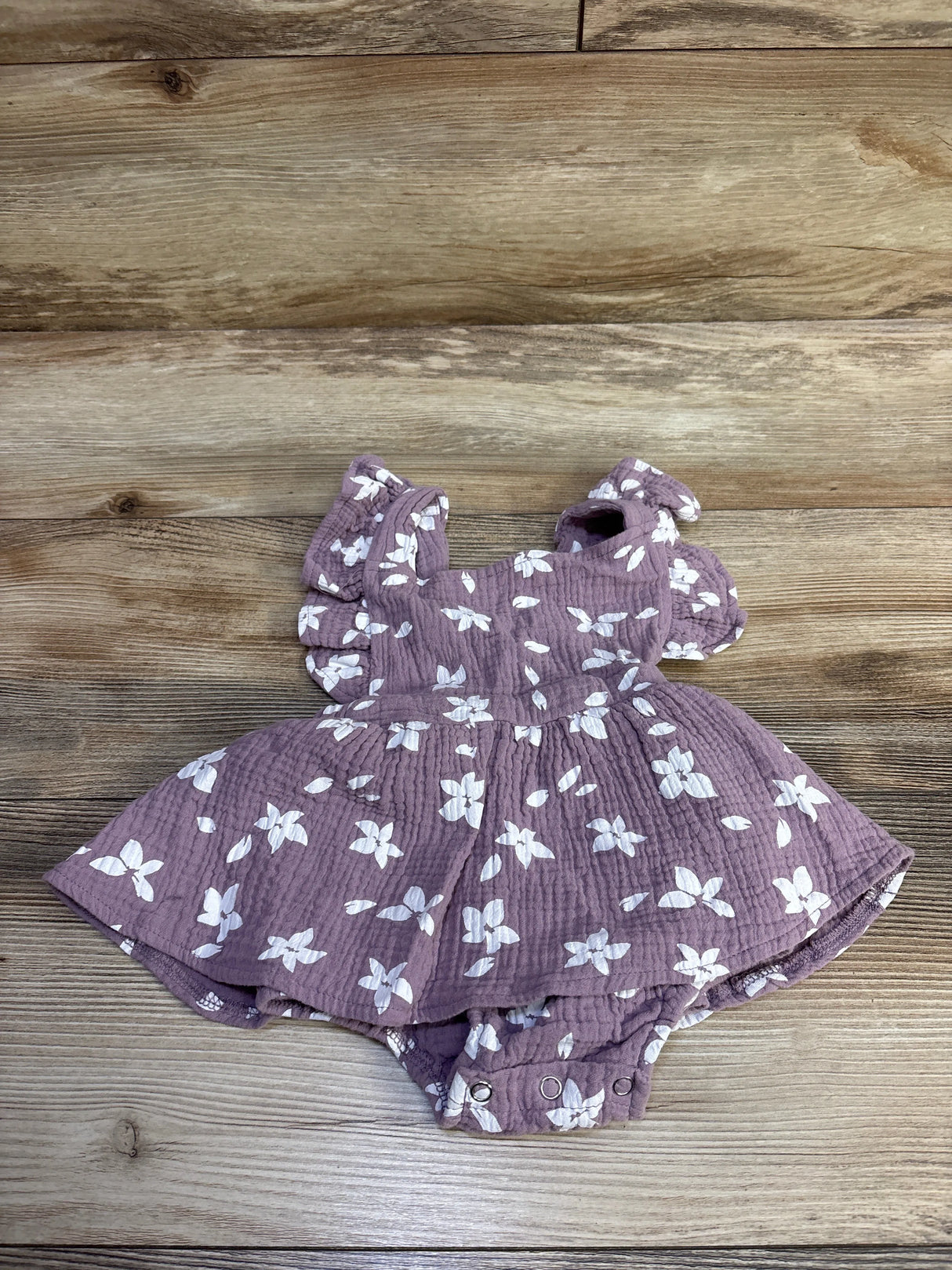 Floral Gauze Bodysuit Dress Purple sz 6m