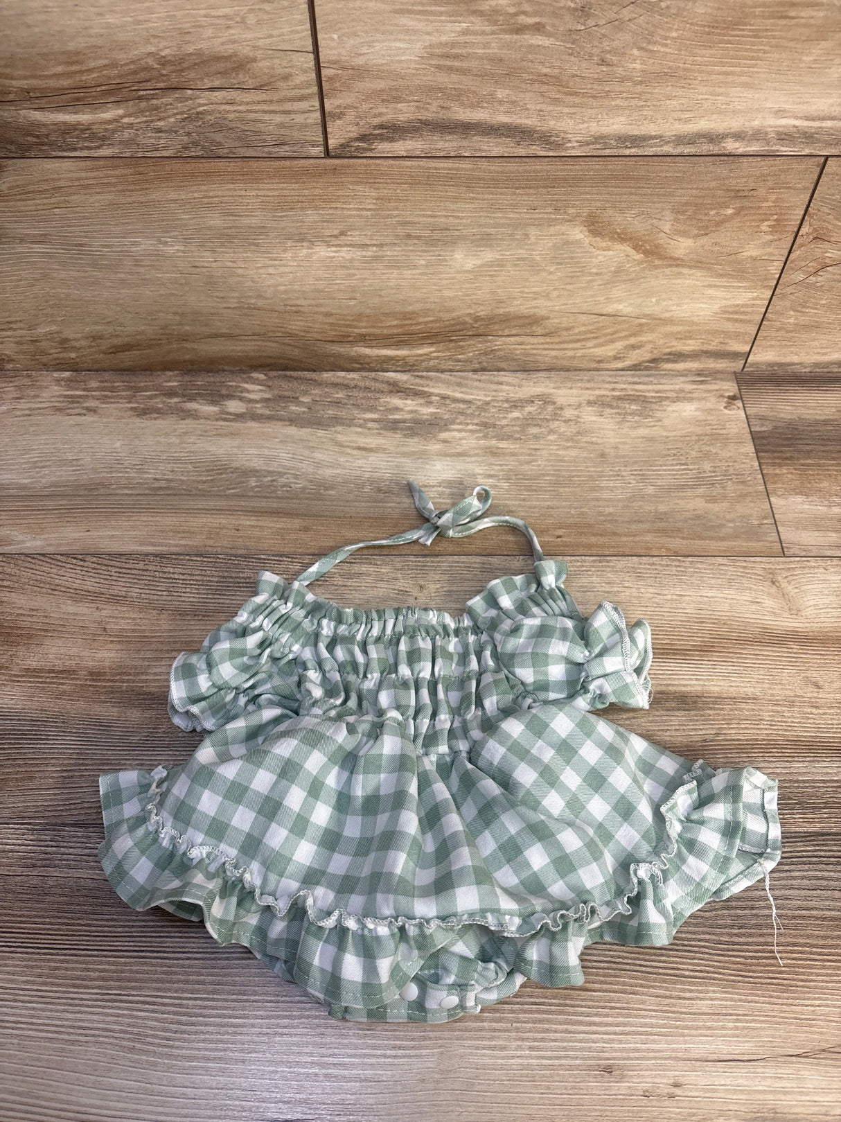Ruffled Plaid Bodysuit Dress Green sz 6-9m