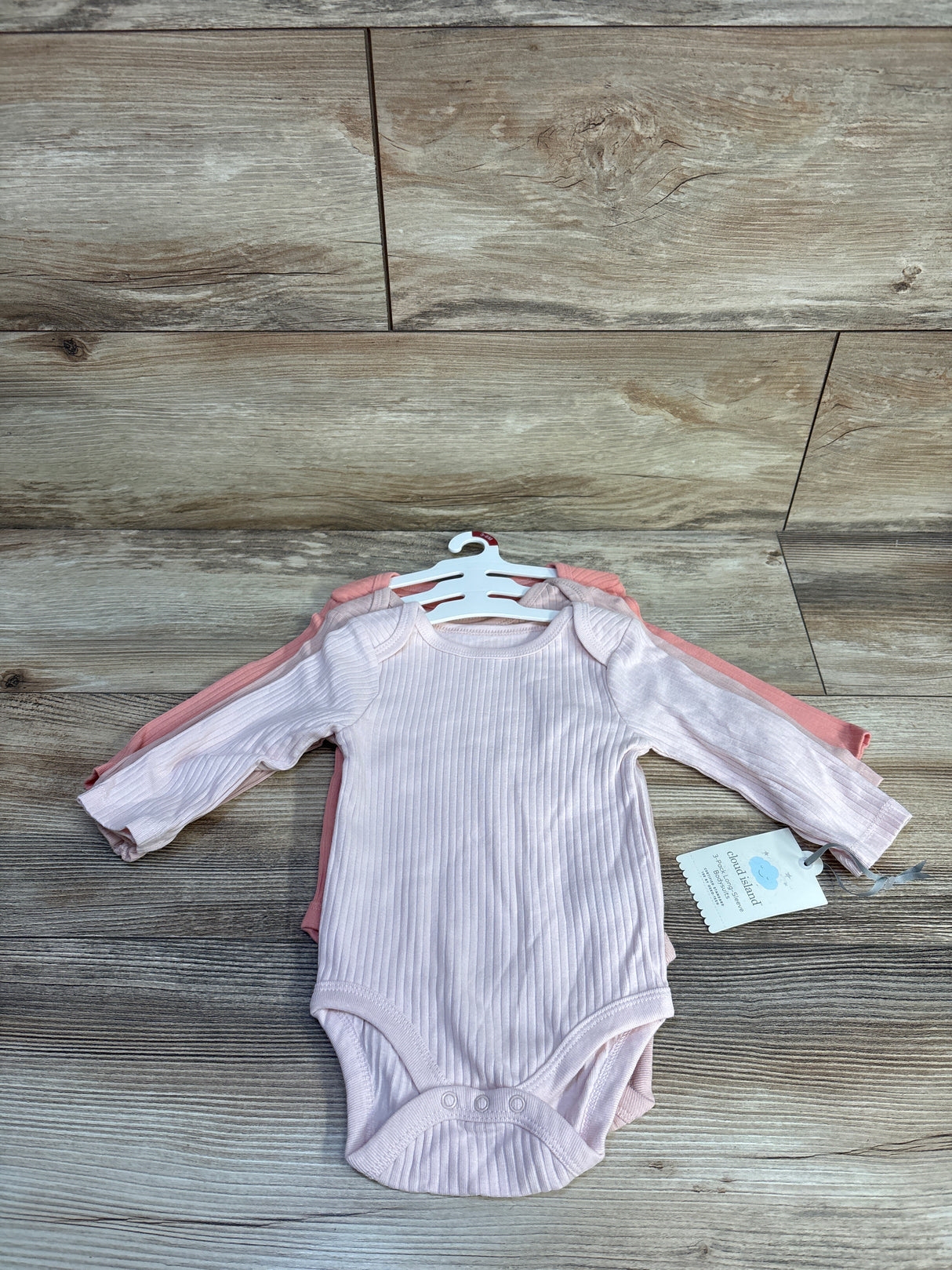 NEW Cloud Island 3pk Long Sleeve Bodysuits Pink sz 3-6m