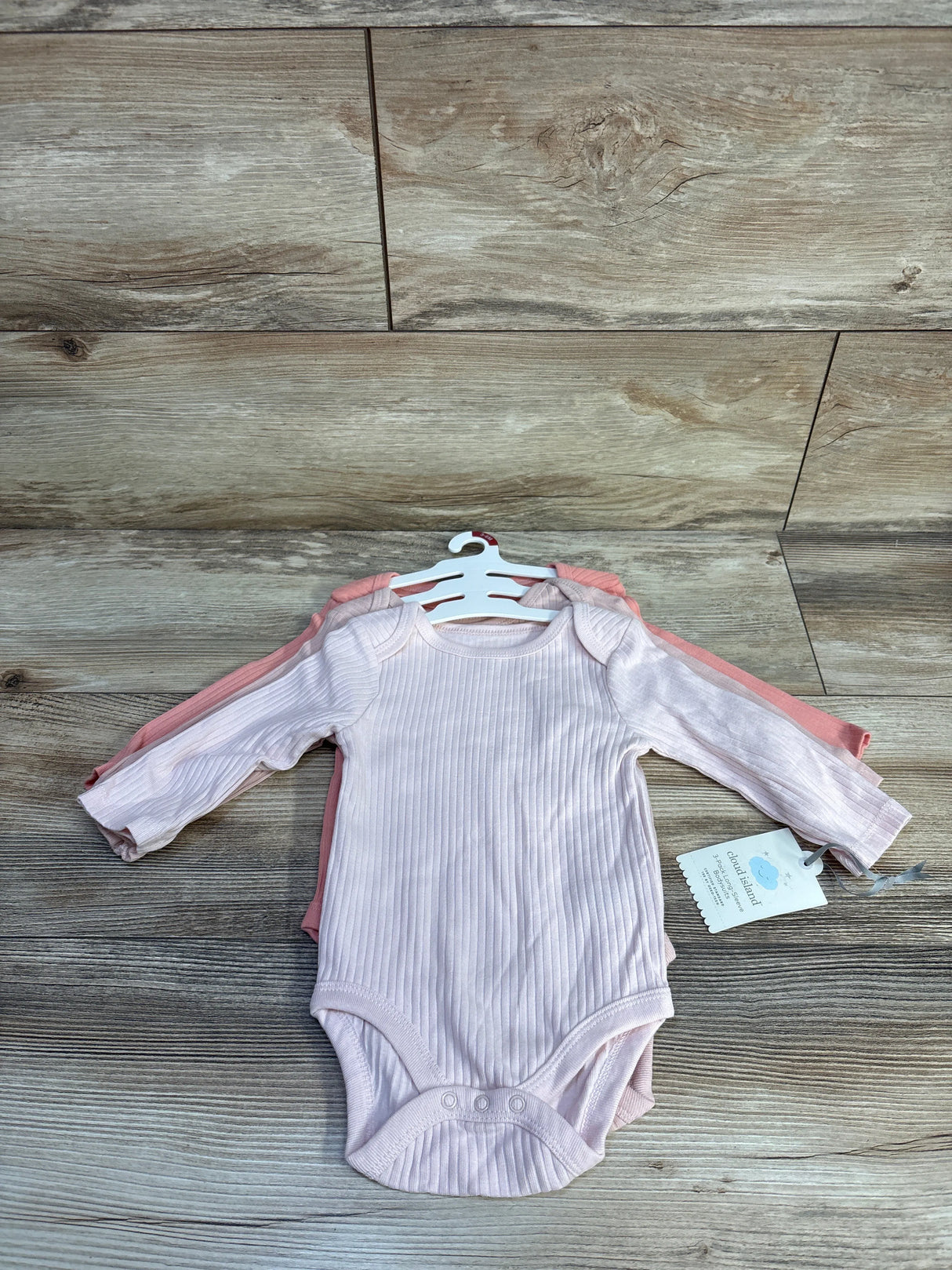 NEW Cloud Island 3pk Long Sleeve Bodysuits Pink sz 3-6m