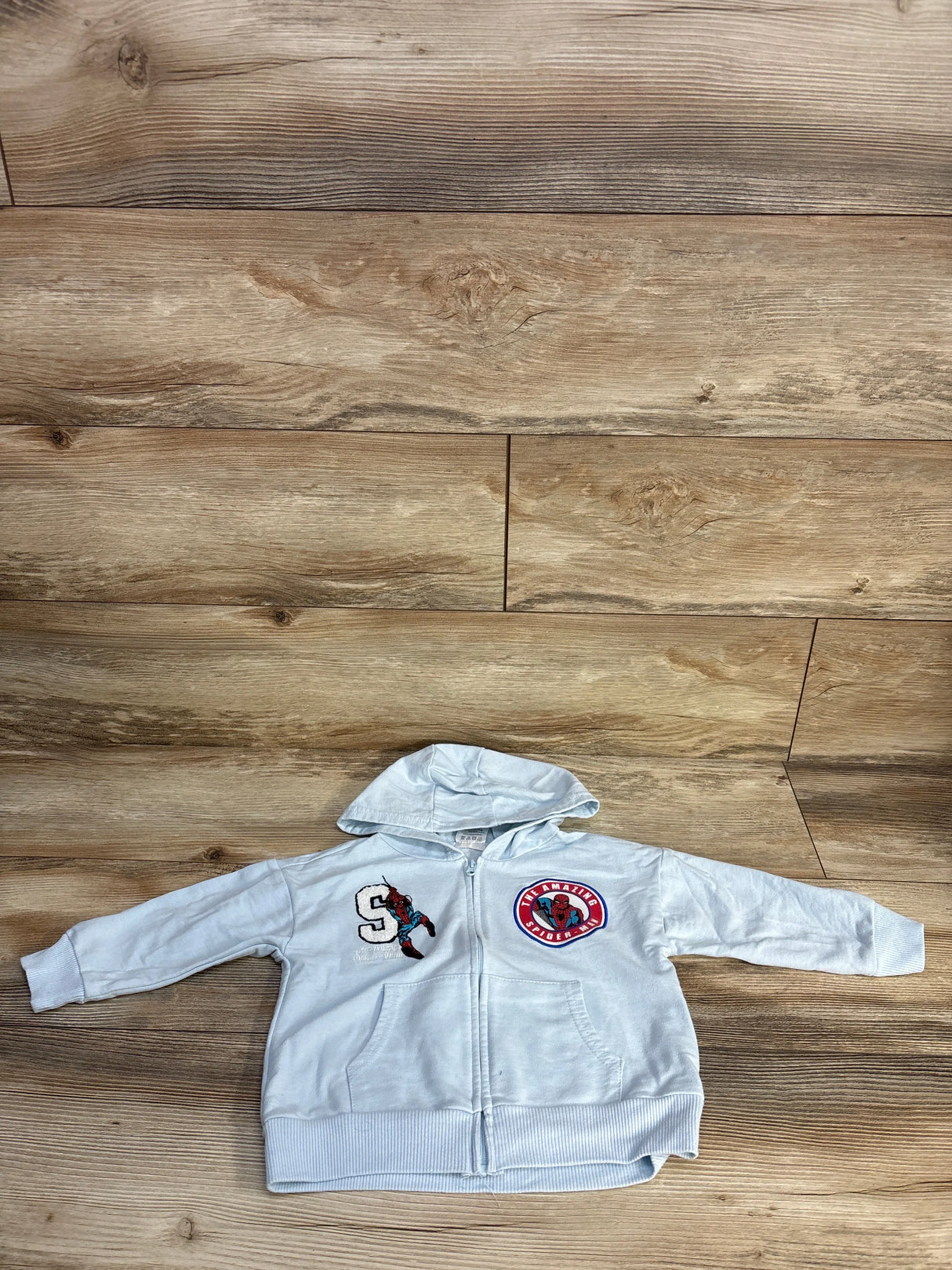Marvel Full Zip Spiderman Jacket Light Blue sz 2T