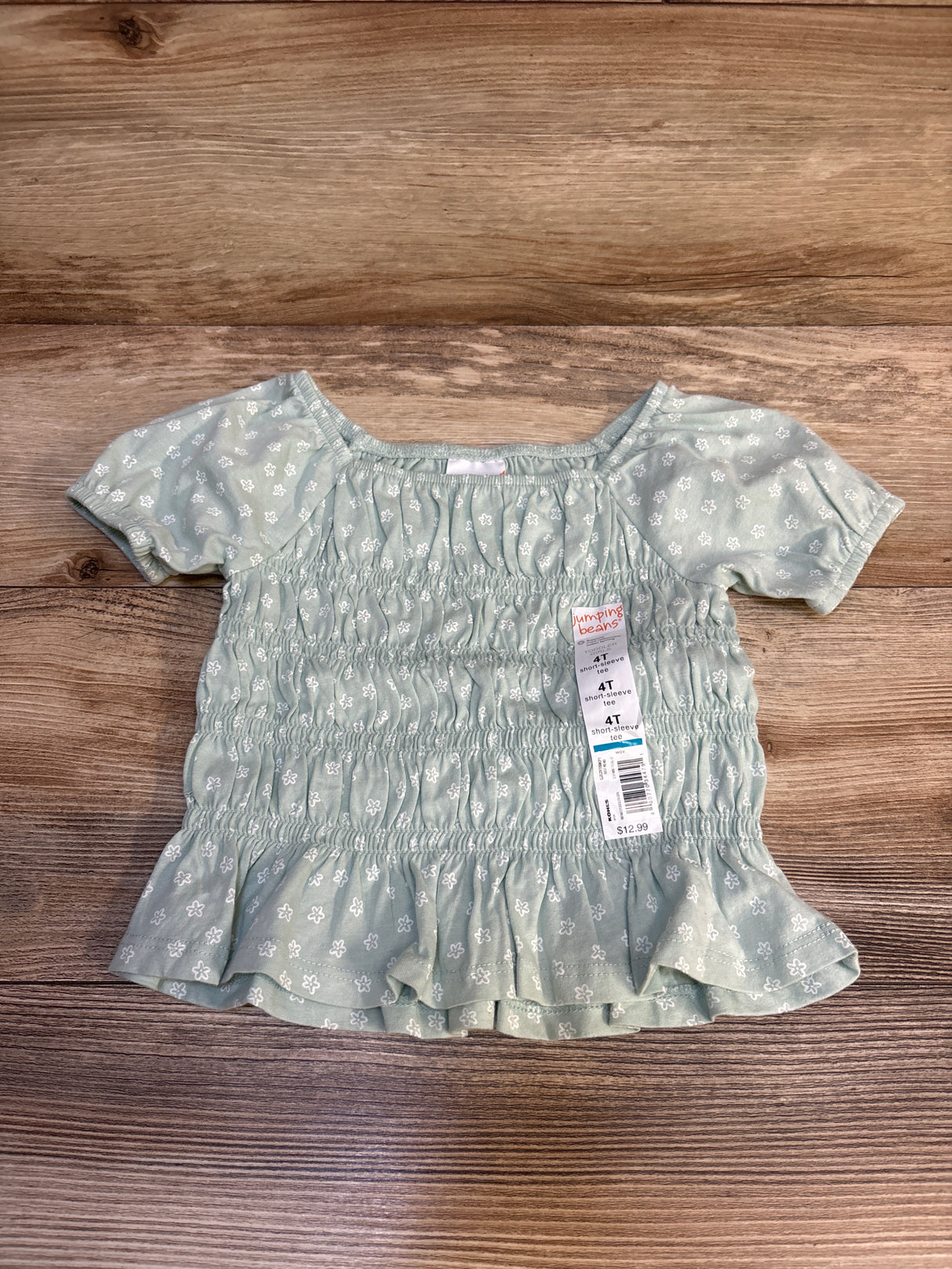 NEW Jumping Beans Puff Sleeve Floral Shirt Sage sz 4T
