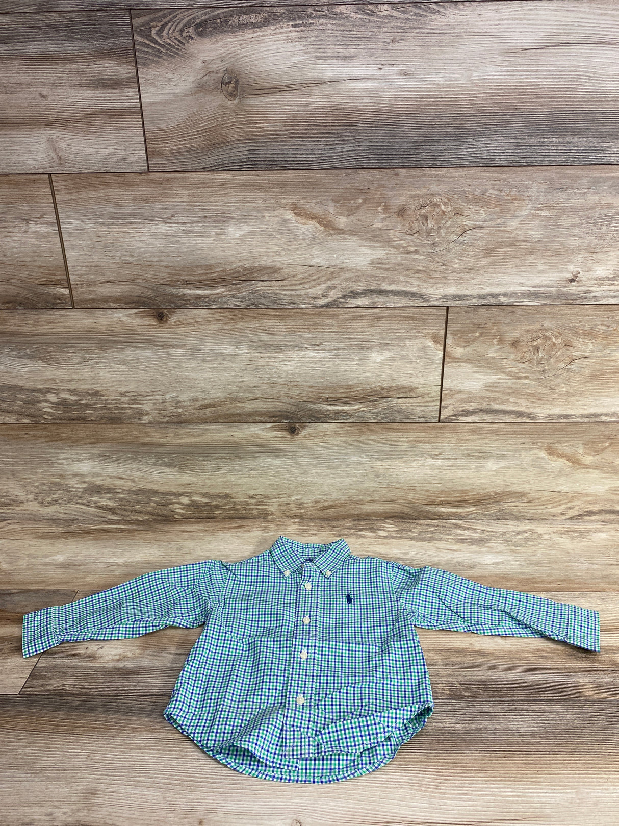 Ralph Lauren Gingham Button Up Shirt Green sz 18m