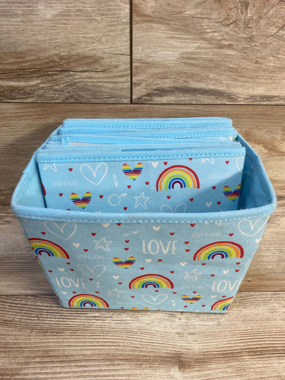 6pk Love is Love Foldable Mini Storage Bins, Blue
