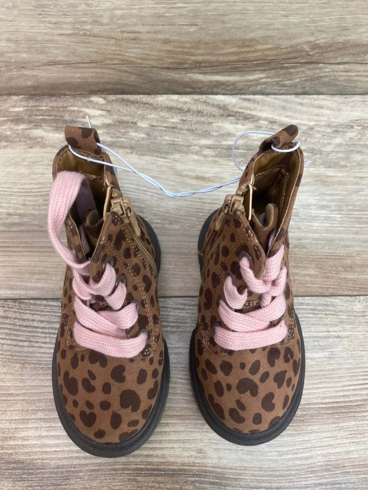 NEW Cat & Jack Toddler Girls' Amaya Zipper Leopard Print Combat Boots Brown Sz 6c - Me n Mommy To Be