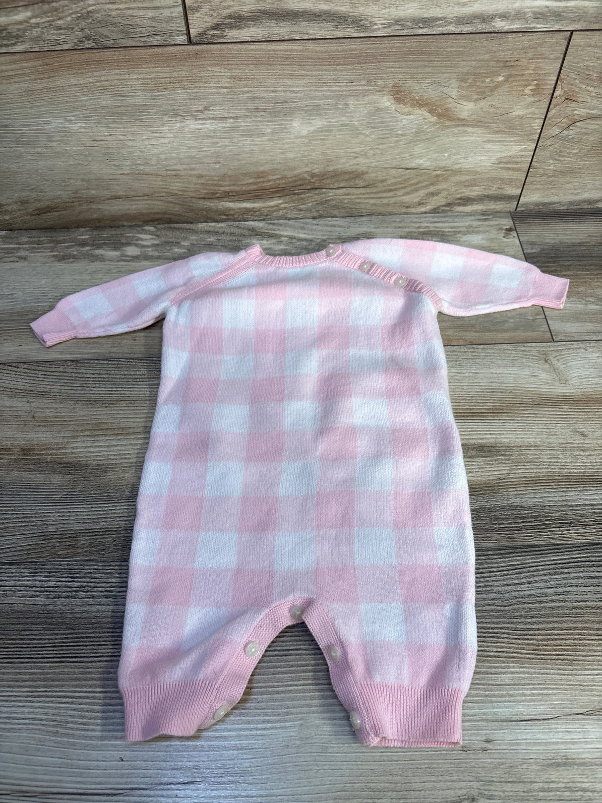 Ralph Lauren Gingham Cotton Sweater Coverall Pink sz 3m