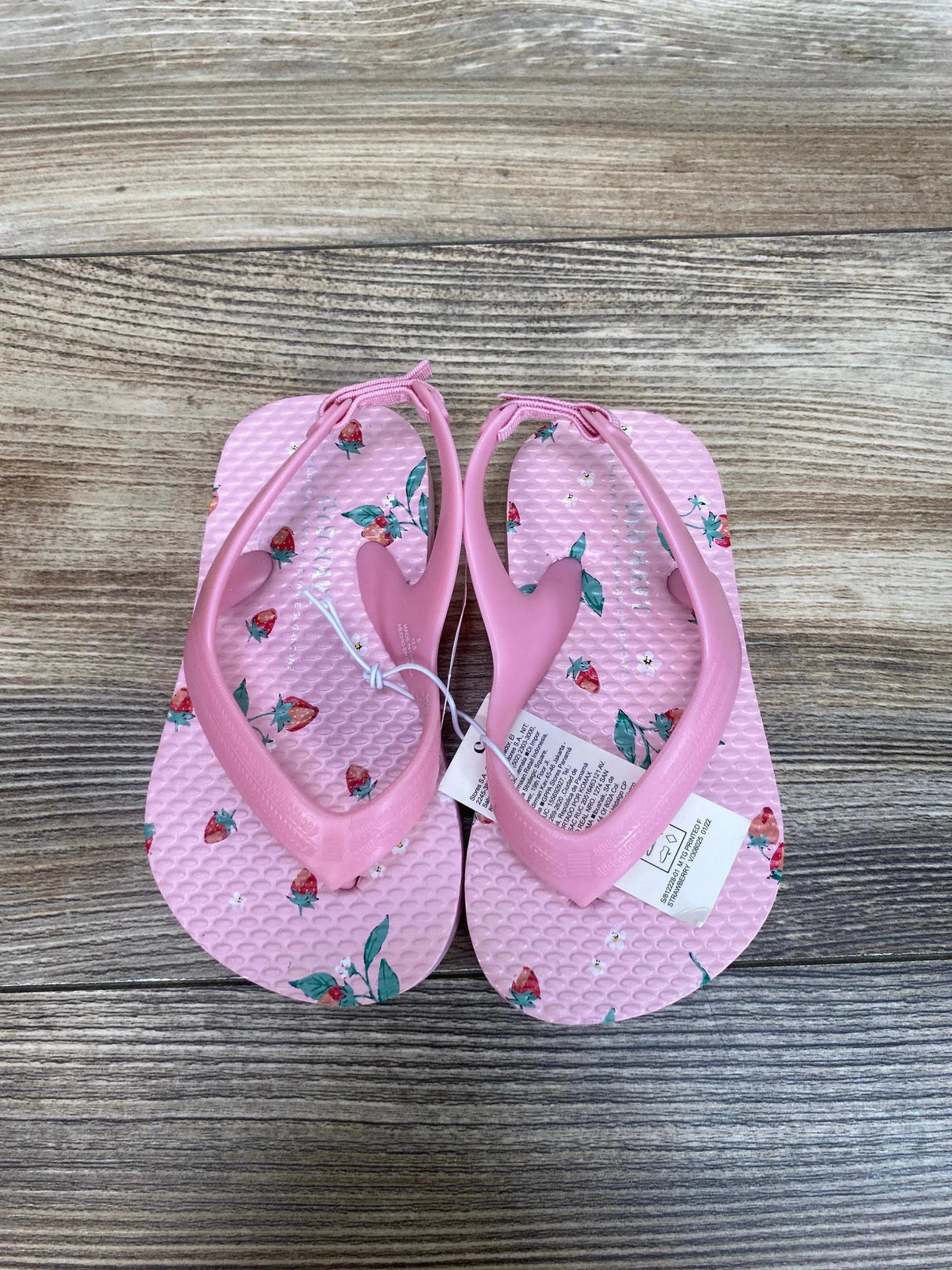 NEW Old Navy Strawberry Print Flip-Flops Pink sz 5c - Me n Mommy To Be