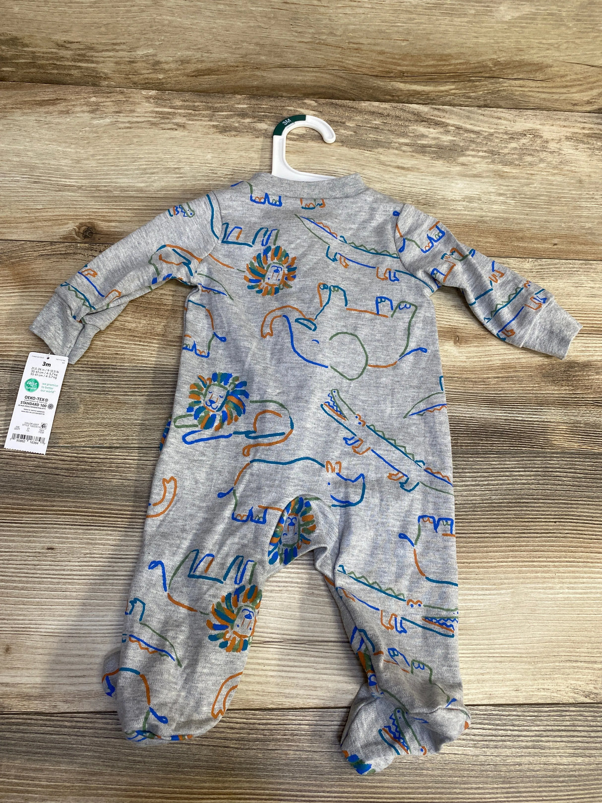 NEW Just One You Animal Print Sleeper Grey sz 3m - Me n Mommy To Be