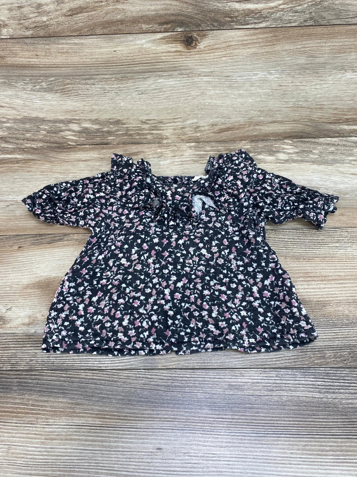 Jessica Simpson Floral Ruffle Top Black sz 12m - Me n Mommy To Be