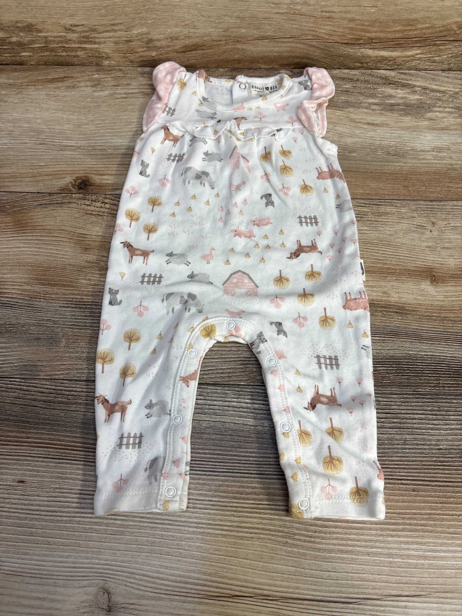 Rabbit + Bear Animal Print Romper White sz 0-3m - Me n Mommy To Be