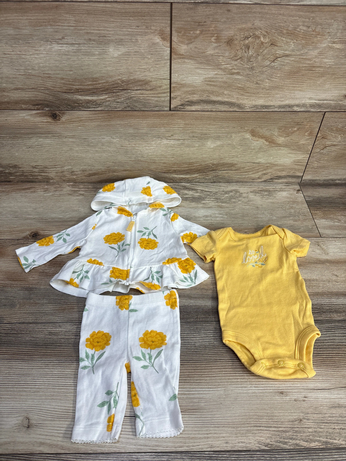 Carter's 3pc Full Zip Floral Jacket Set White sz Newborn