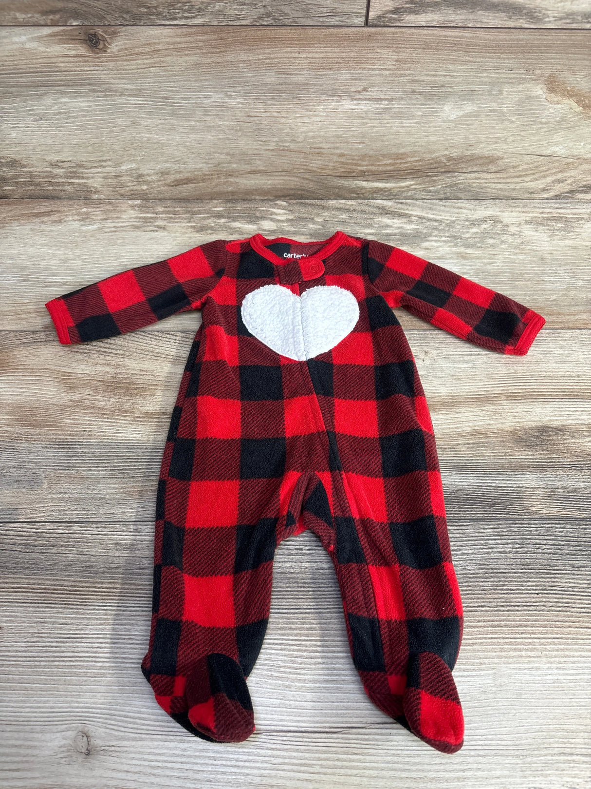 Carter's Heart Buffalo Plaid Blanket Sleeper Red sz Newborn