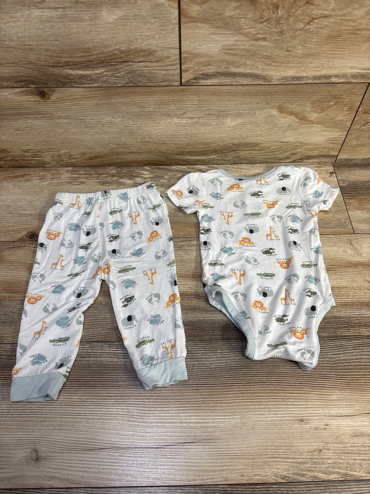 Milkberry 2pc Bamboo Animal Bodysuit & Pants Set White sz 6-9m