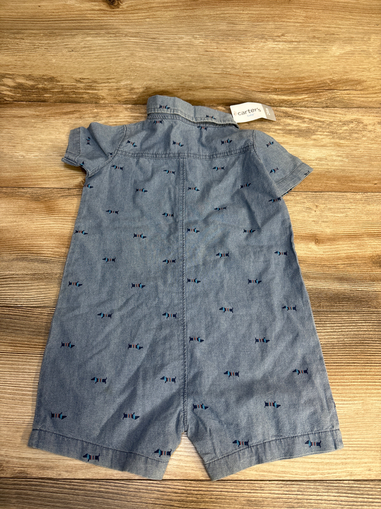 NEW Carter's Chambray Shortie Romper Blue sz 24m
