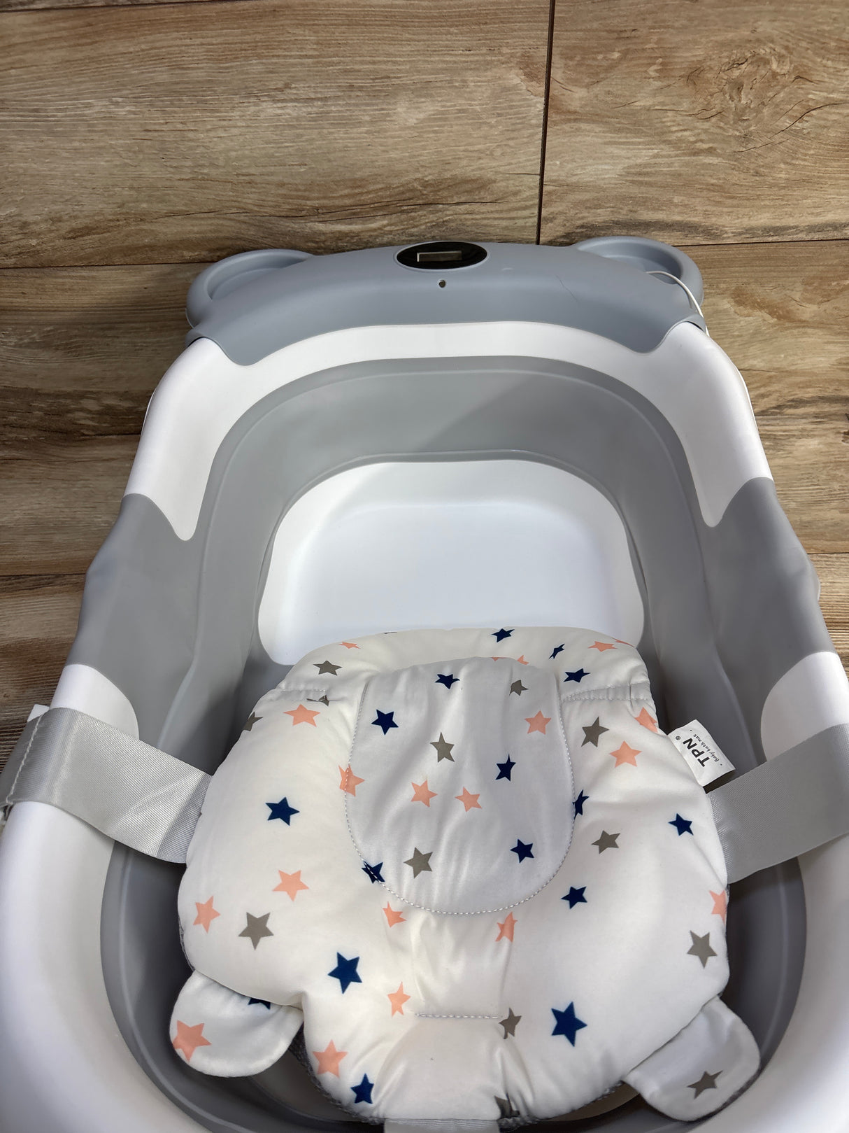 TPN Collapsible Baby Bathtub w/ Thermometer - Grey