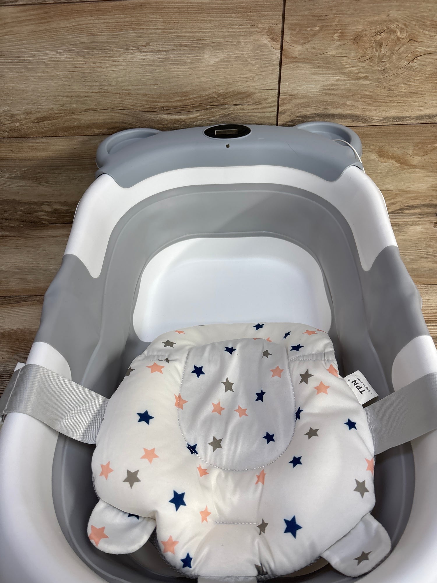 TPN Collapsible Baby Bathtub w/ Thermometer - Grey