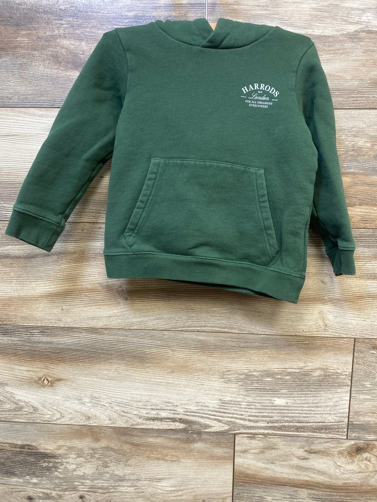 Harrods Cotton Logo Pullover Hoodie Green sz 4-5T