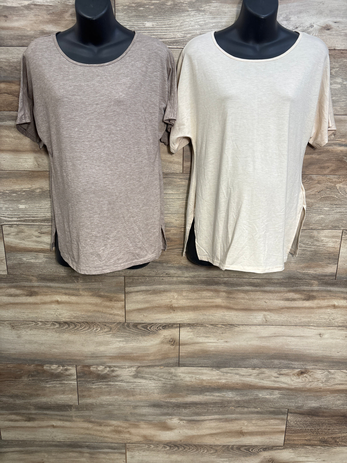 NEW Riyiper Maternity 2pk Side Split Loose Shirt in Beige sz Small