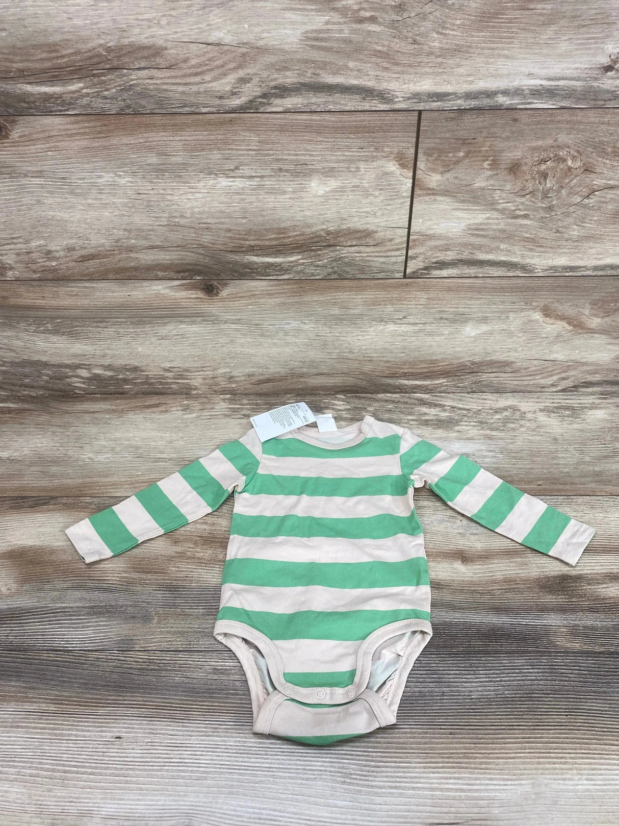 NEW H&M Green Long Sleeve Green Striped Bodysuit sz 6m - Me n Mommy To Be