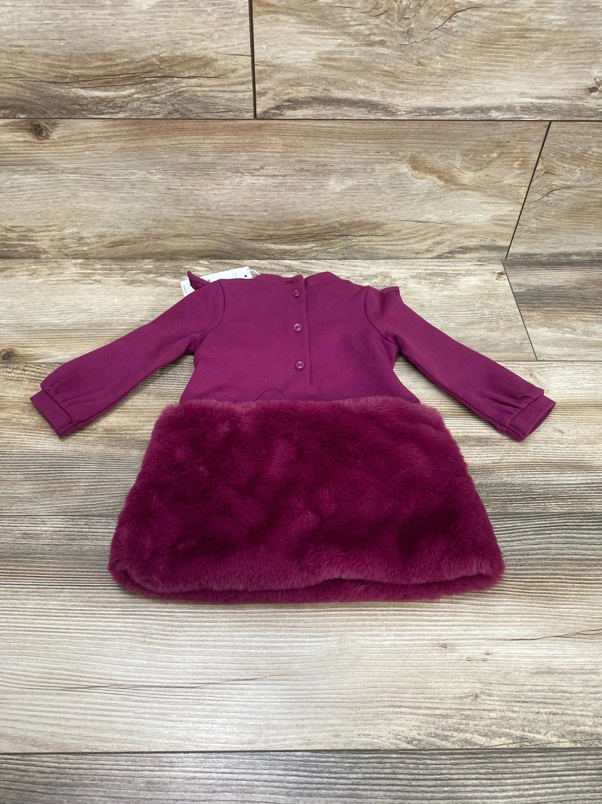 NEW Janie & Jack 2pc Faux Fur Ruffle Ponte Dress Raspberry sz 6-12m - Me n Mommy To Be
