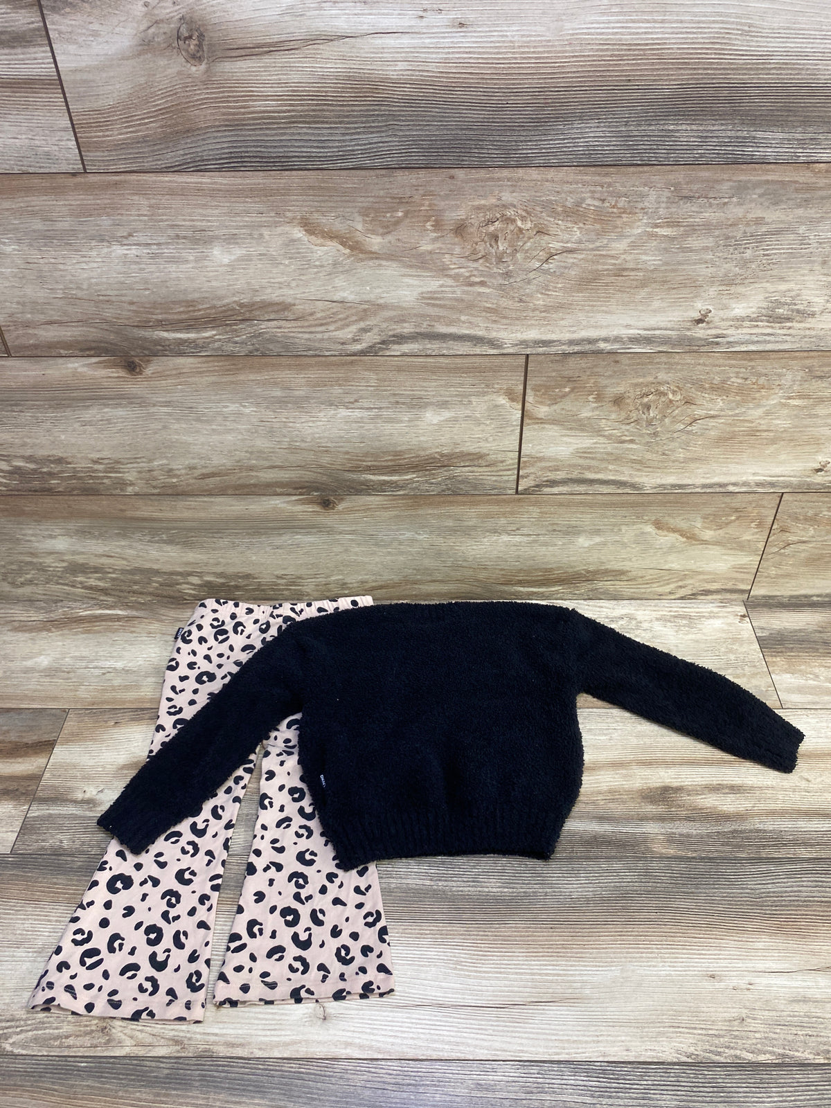 DKNY 2pc Sweater & Leopard Flare Pants Set Black sz 3T