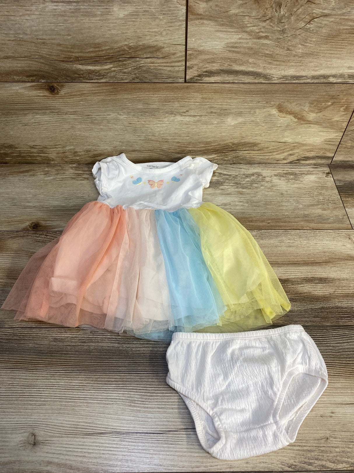 Carter's 2pc Butterfly Tulle Dress & Bloomers White sz 12m