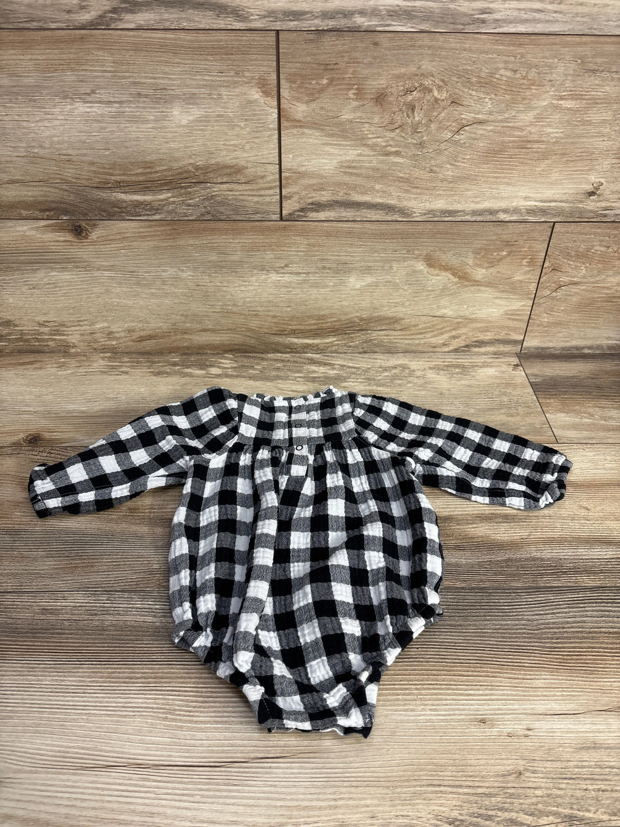 Cat & Jack Buffalo Check Bubble Romper Black sz 12m
