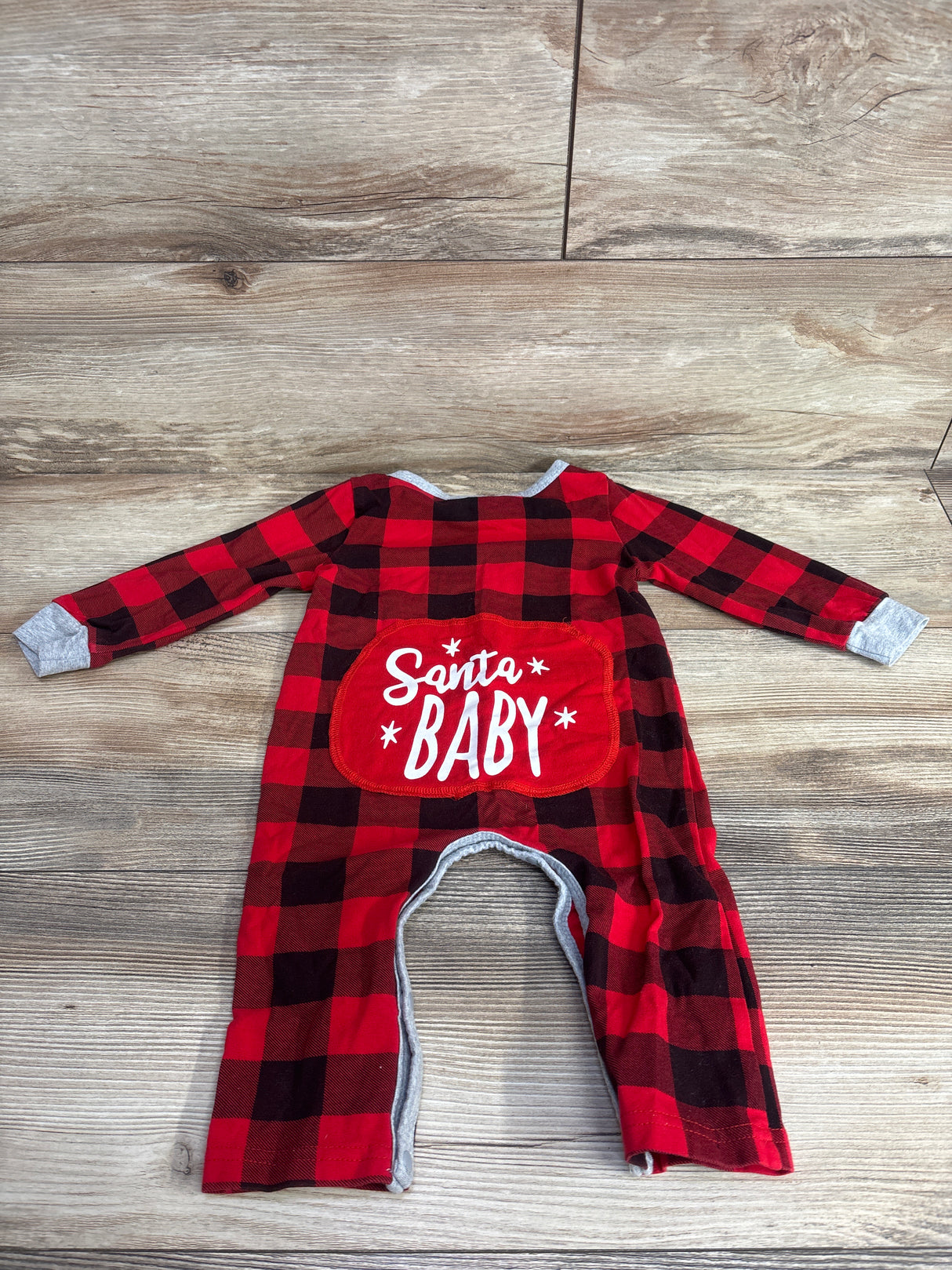 Buffalo Plaid Santa Baby Coverall Red sz 3-6m