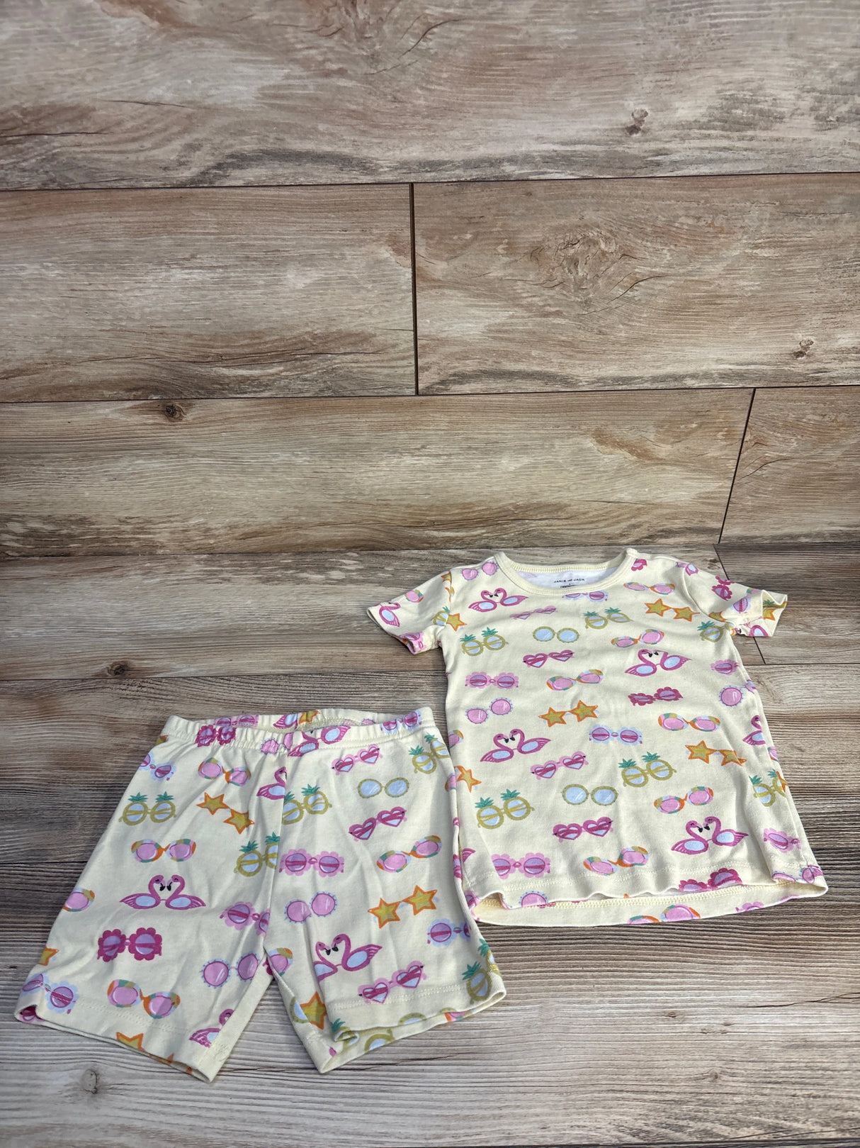 Janie & Jack 2pc Good Night Short Pajama Set in Sunglass Stars Yellow sz 4T