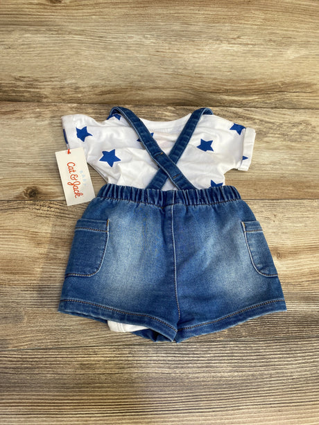 NEW Cat & Jack 2pc Bodysuit & Suspender Short Set White sz 0-3m - Me n Mommy To Be