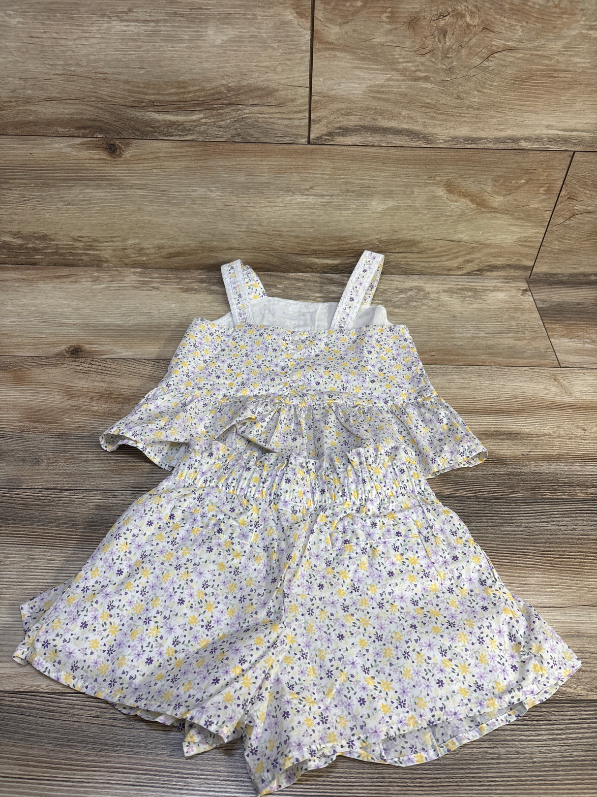 Janie & Jack 2pc Ditsy Floral Pintuck Tank Top & Shorts Set White sz 4T