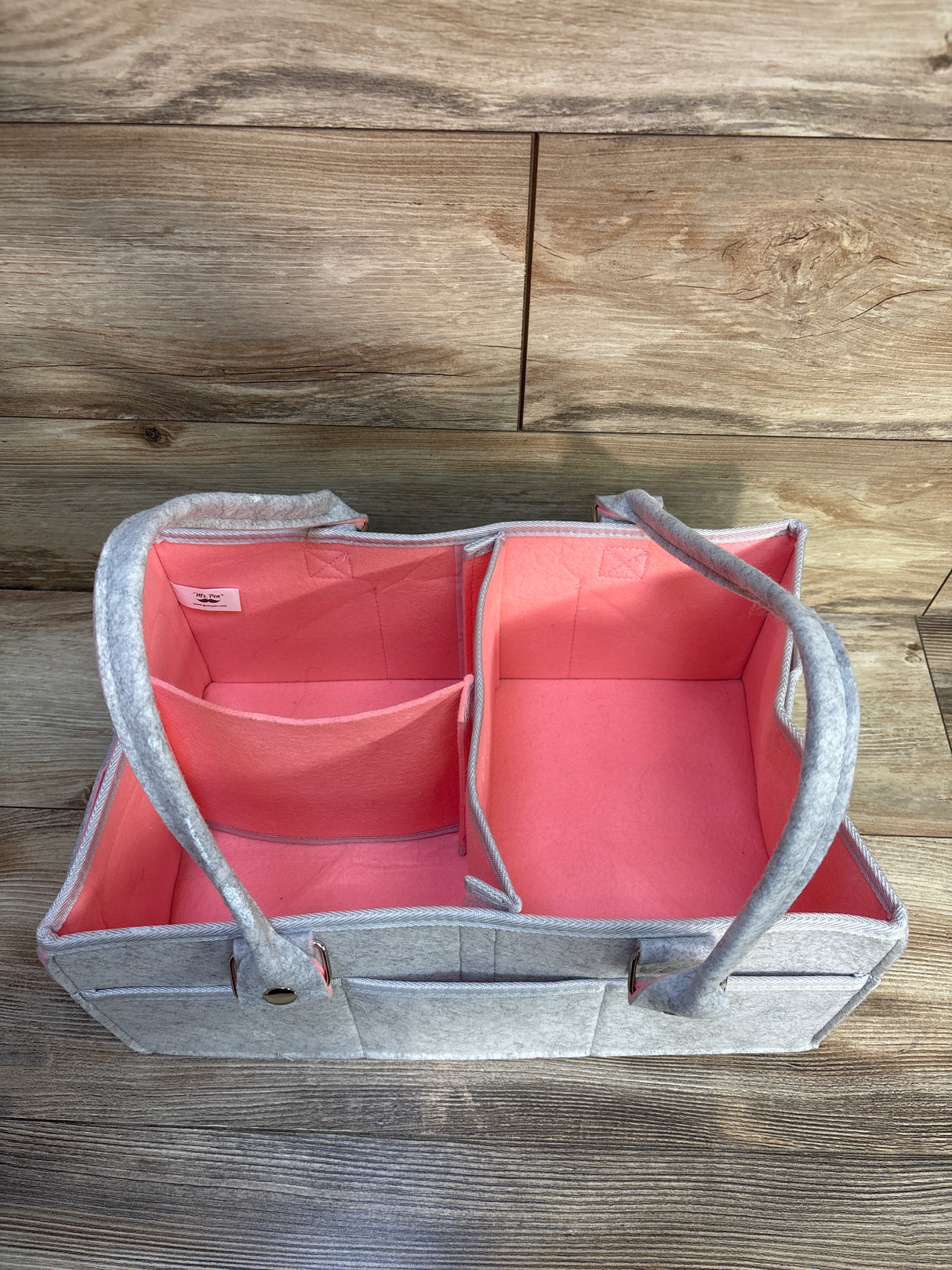 Mr. Pen Felt Diaper Caddy Organizer, Grey/Pink