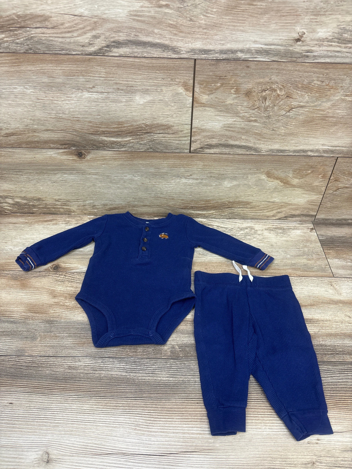 Carter's 2pc Waffle Knit Henley Bodysuit & Pants Set Blue sz 6m