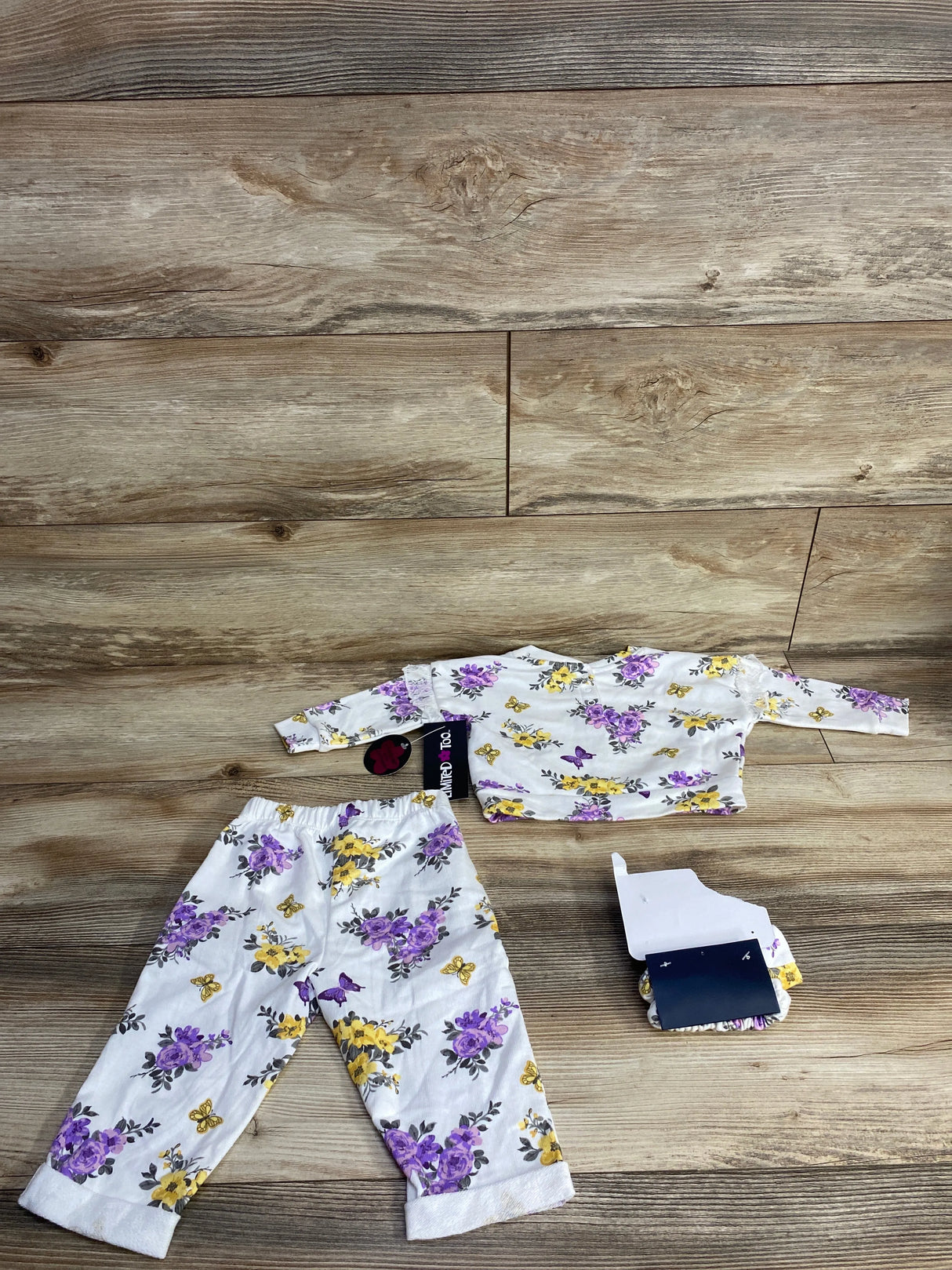 NEW Limited Too 3pc Floral Sweatshirt & Bottoms Set White sz 3-6m