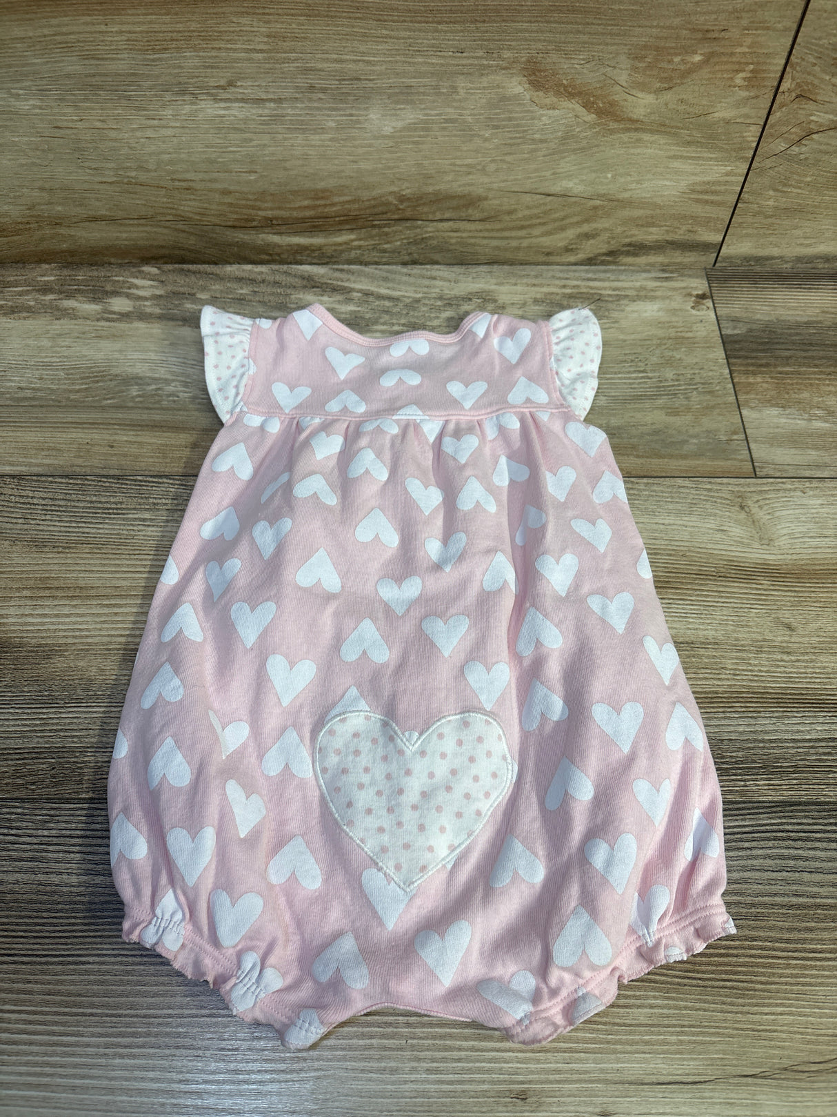 Carter's Ruffle Shortie Hear Romper Pink sz 9m