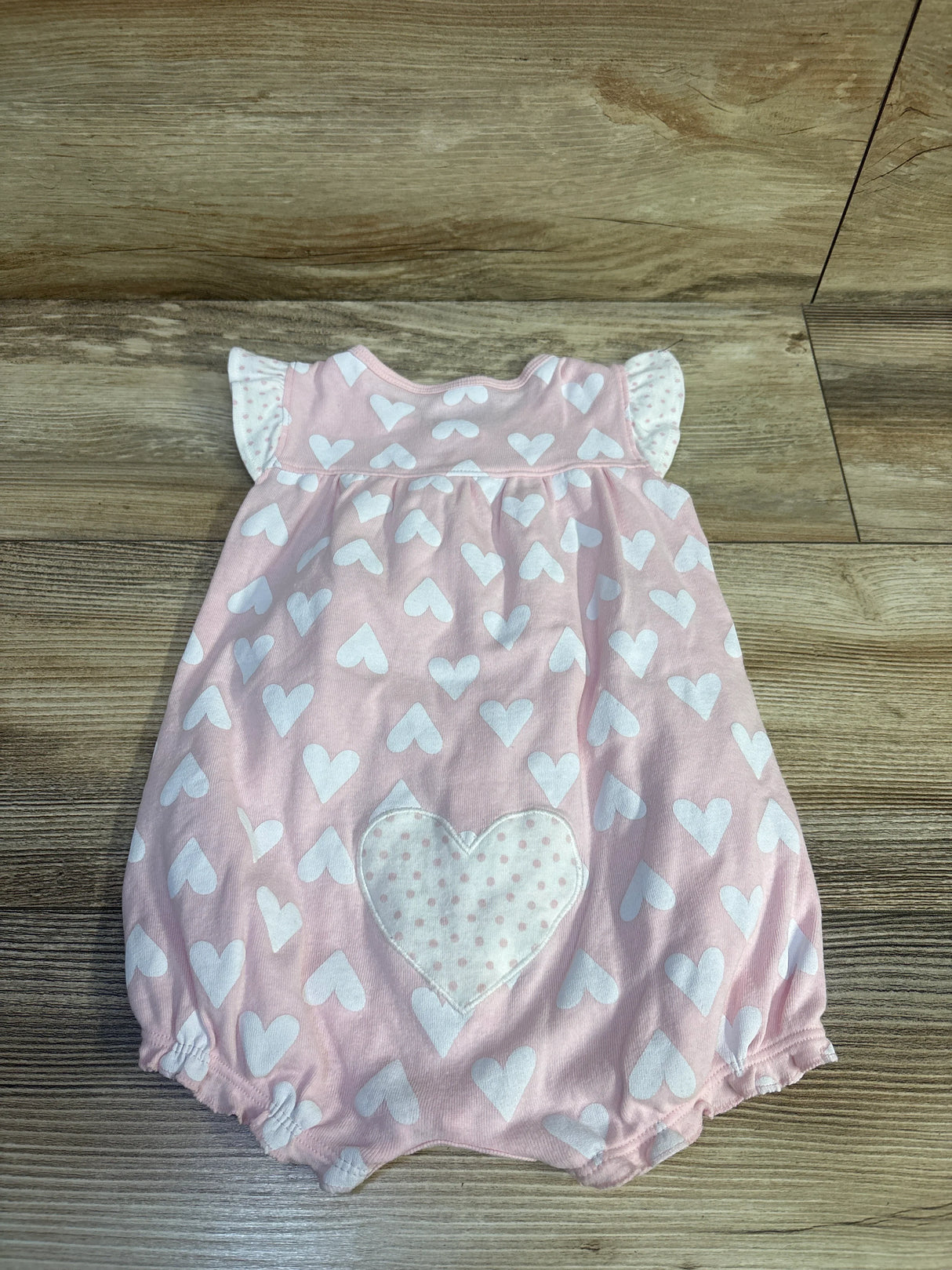 Carter's Ruffle Shortie Hear Romper Pink sz 9m
