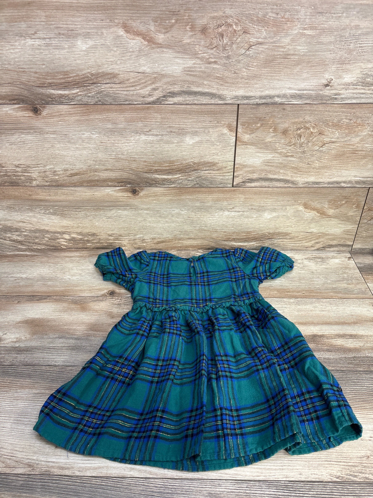 Cat & Jack Plaid Smocked Dress Green sz 4T