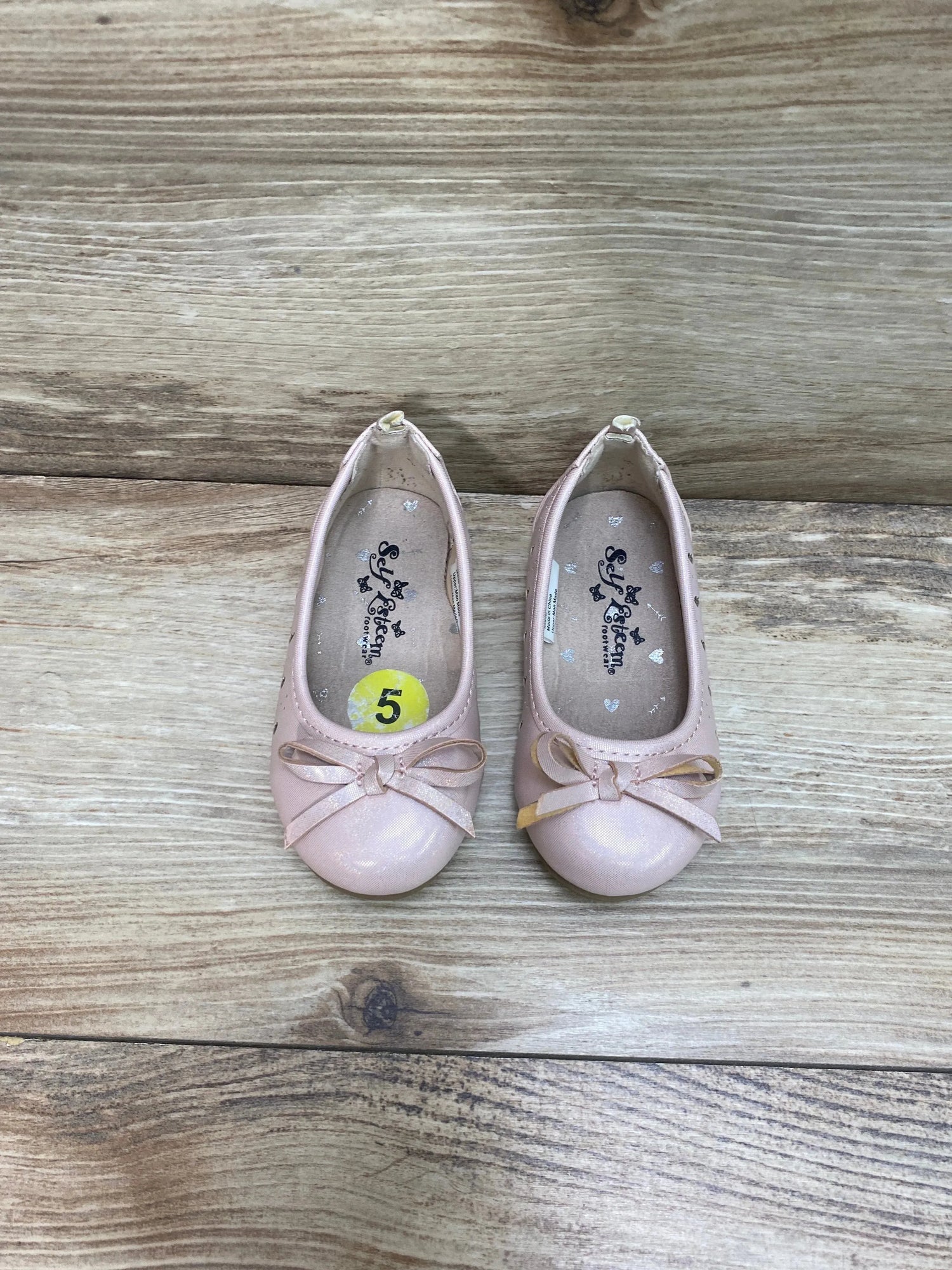 Self Esteem Bow Flats Pink Sz 5c - Me n Mommy To Be