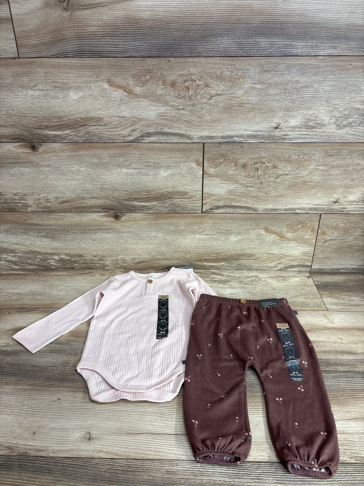 NEW Modern Moments 2pc Ribbed Bodysuit & Pants Set Pink sz 18m