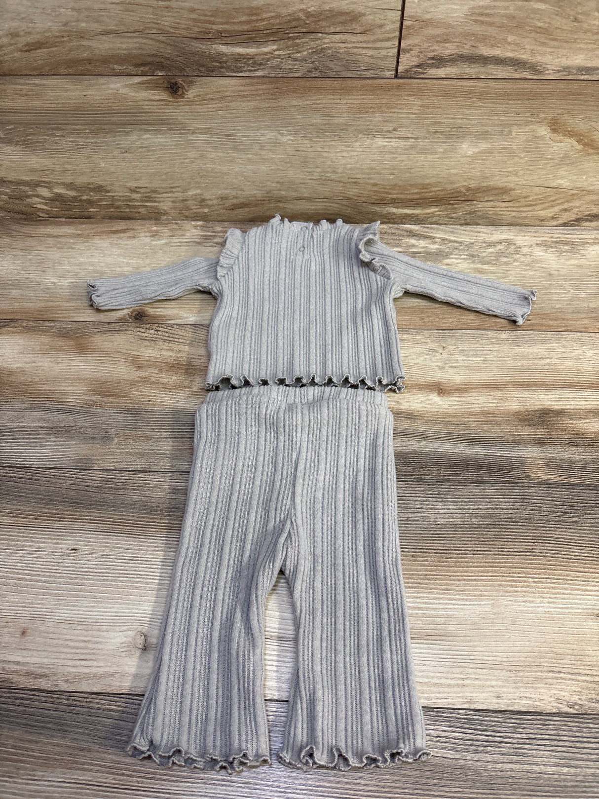 Old Navy 2pc Ribbed Long Sleeve Shirt & Pants Set Grey sz 0-3m