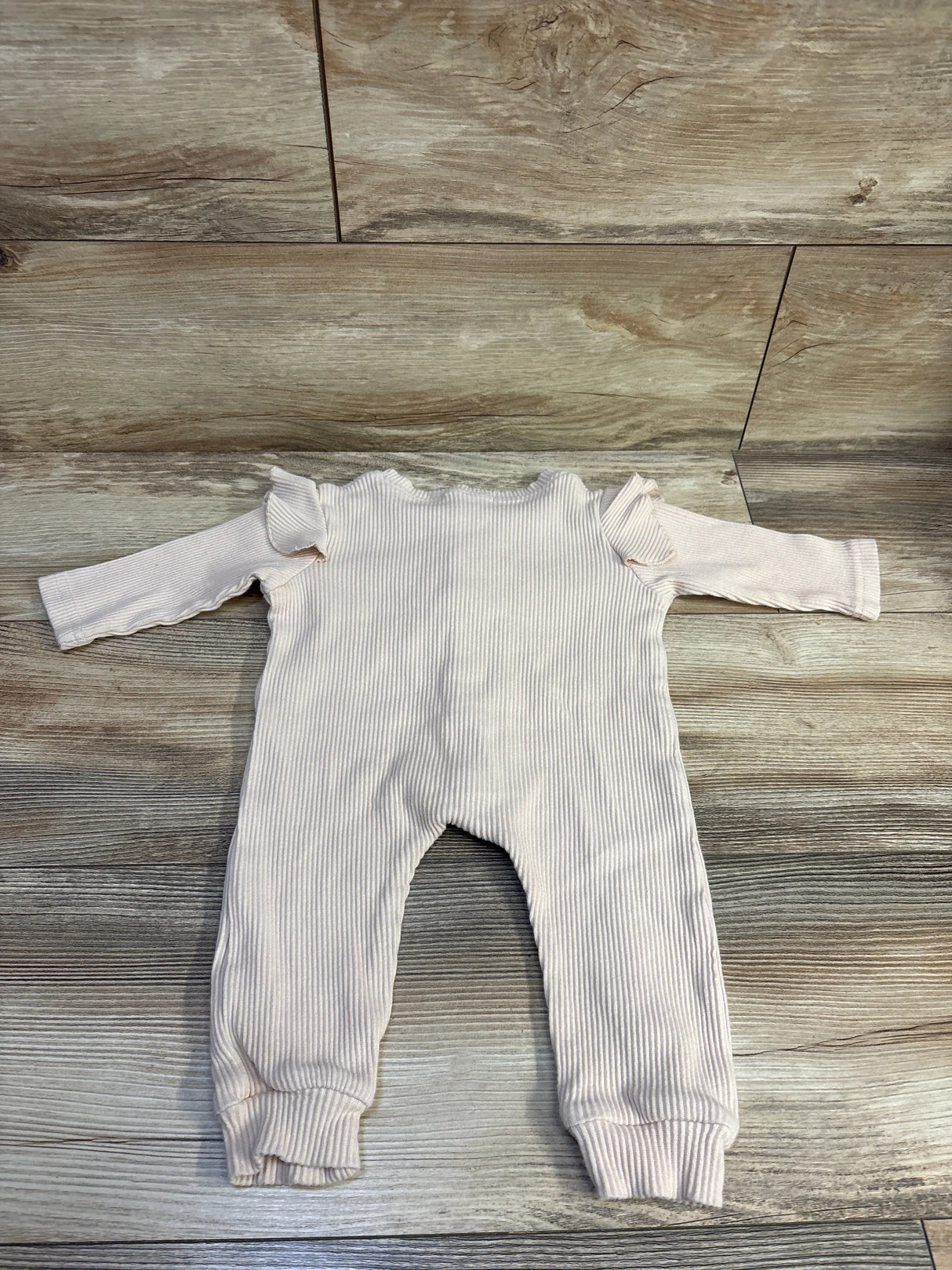 Ashmi & Co Ribbed Flutter Sleeve Coverall Beige sz 9-12m