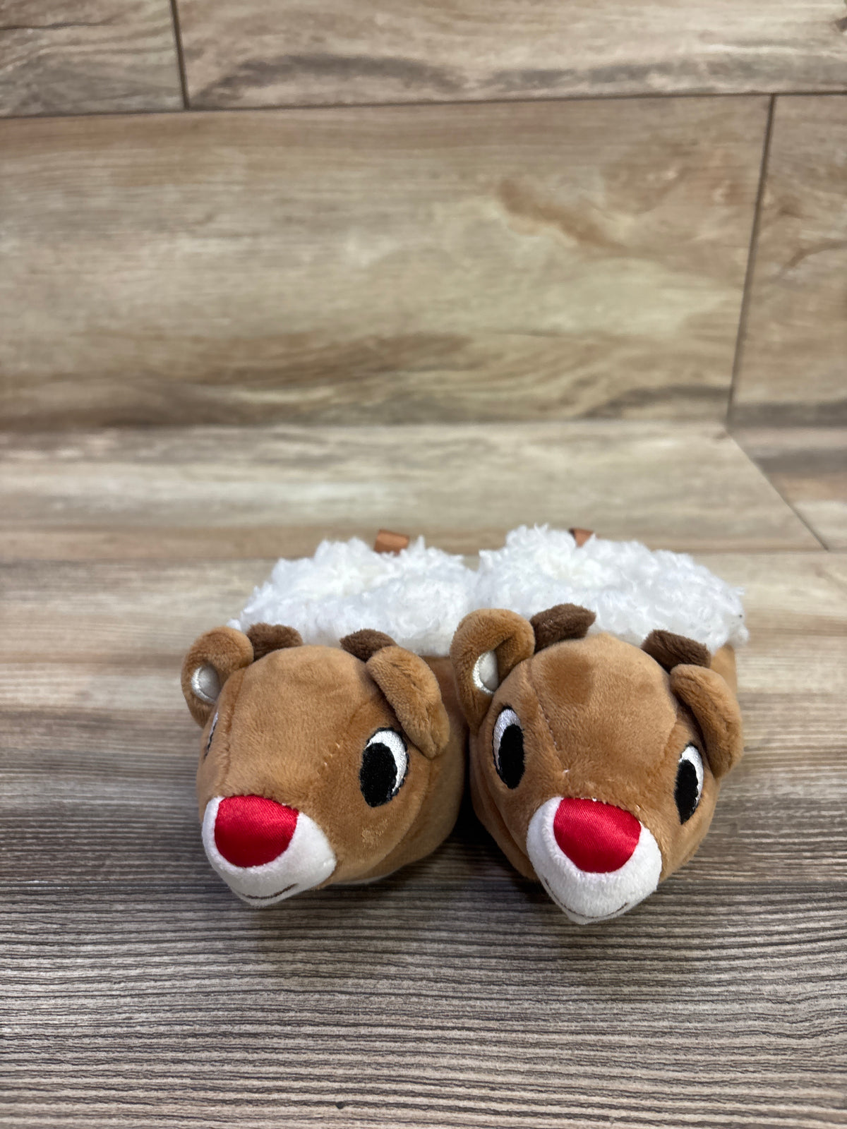 Rudolph the Red-Nosed Reindeer Plush Slippers Brown sz 2/3c