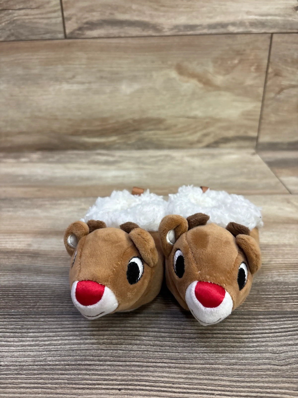 Rudolph the Red-Nosed Reindeer Plush Slippers Brown sz 2/3c