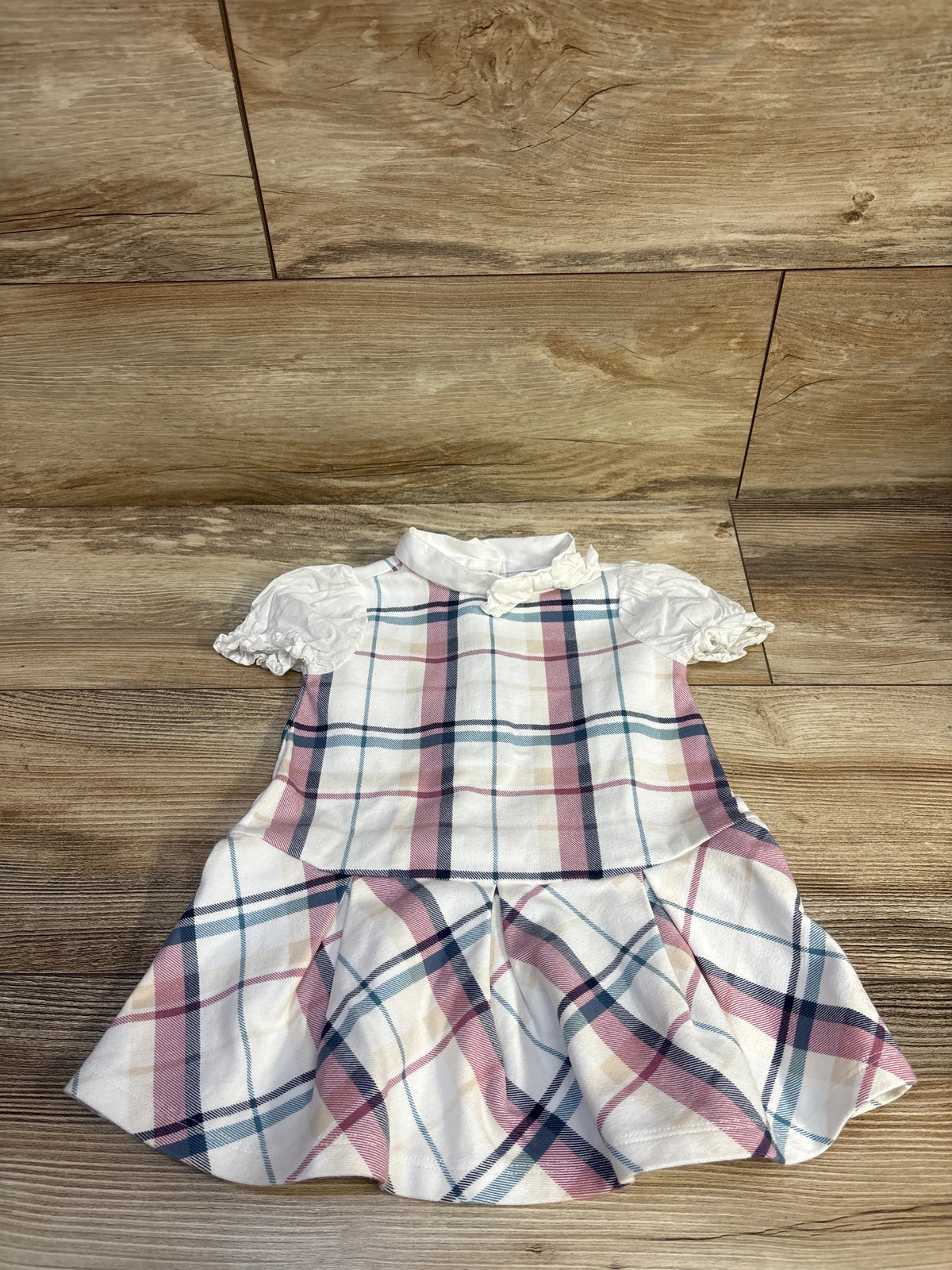 Janie & Jack Plaid Jacquard Dropwaist Dress White sz 12-18m