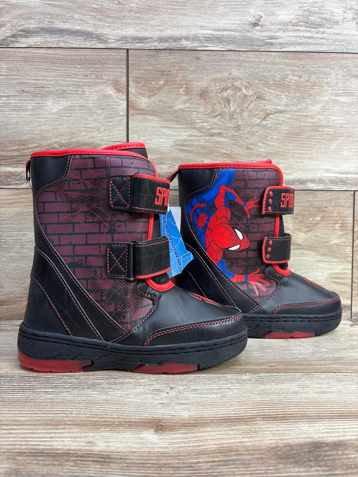 NEW Marvel Spider-Man Light-Up Winter Boots Black sz 1Y