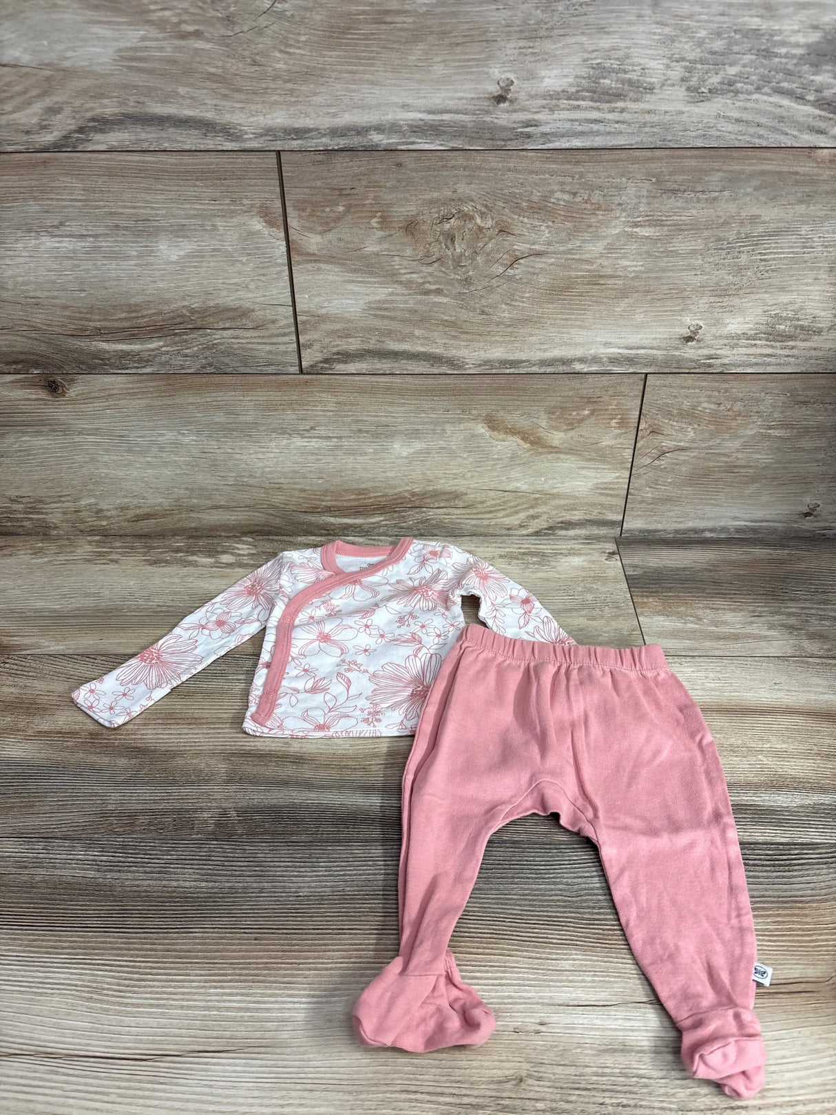 Honest Baby 2pc Organic Kimono Shirt & Footed Pants Set White sz 0-3m