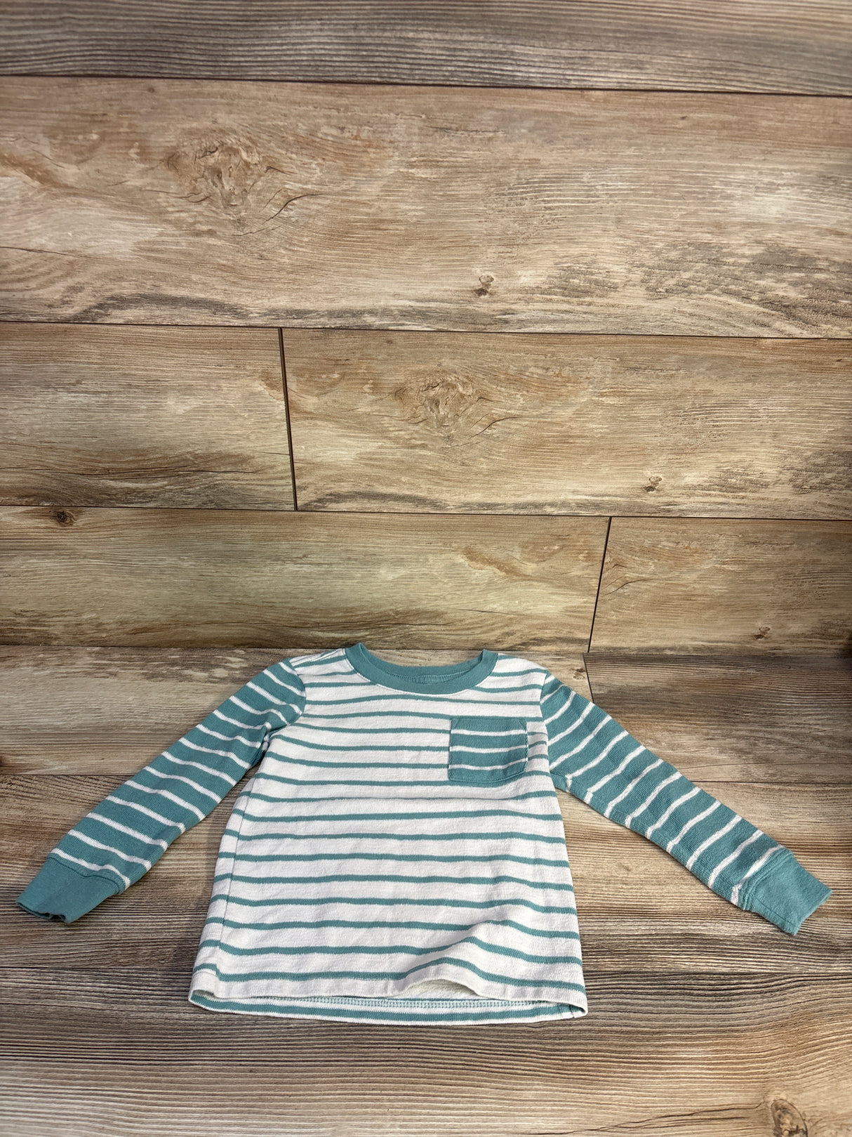 Cat & Jack Striped Pocket Shirt Teal sz 4T