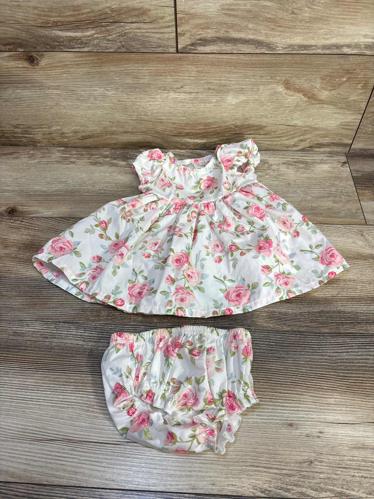 Nannette 2pc Floral Dress & Bloomers set White sz 0-3m