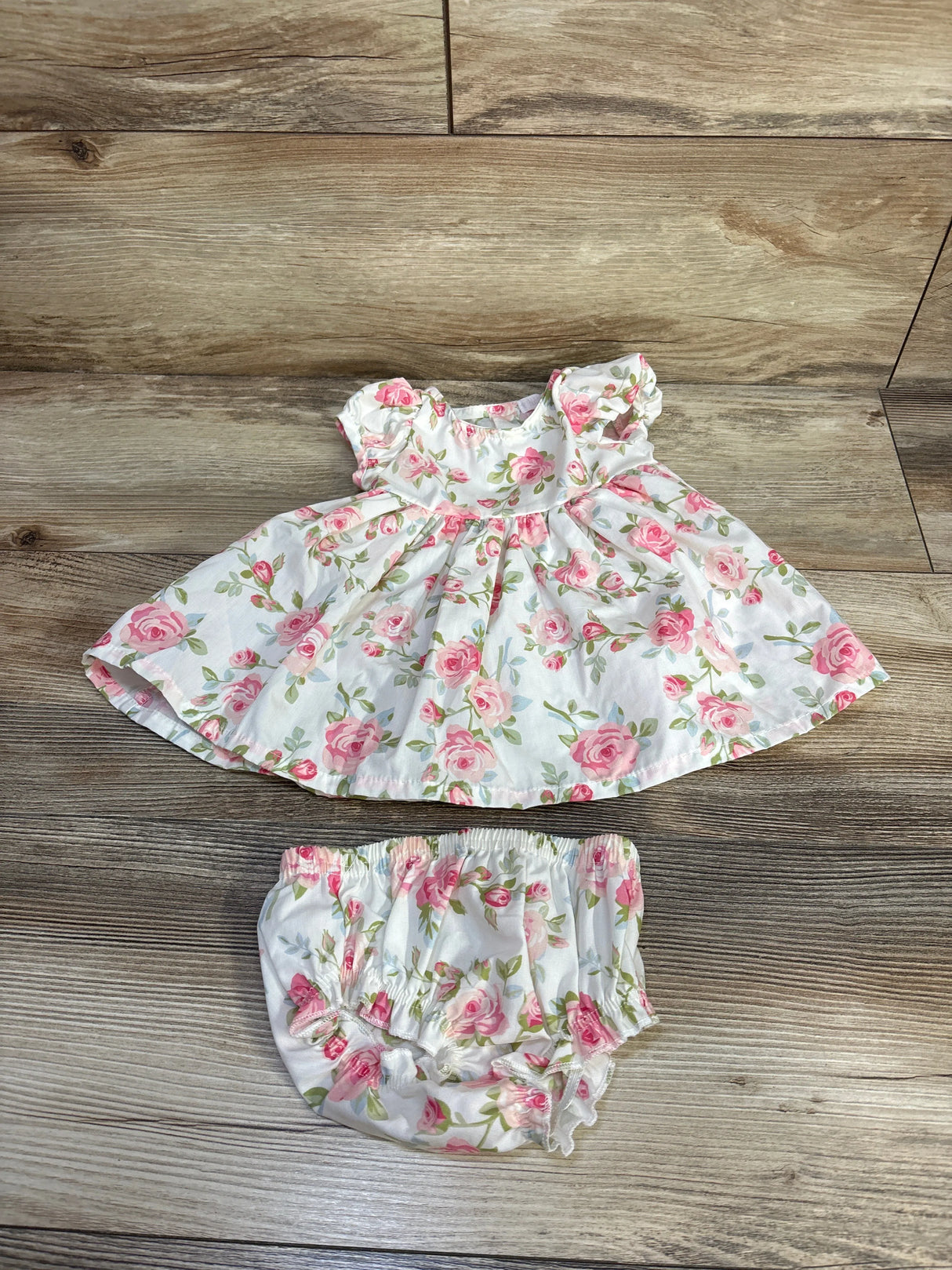 Nannette 2pc Floral Dress & Bloomers set White sz 0-3m